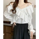 【5%OFFクーポン 9/11 1:59まで】SUNSHINE CLOSET フリルブラウス オフショルブラウス 長袖 トップス