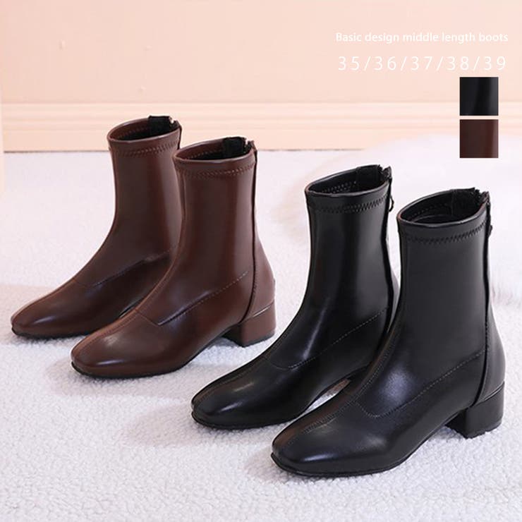 【10％OFFクーポン！11/27(木)1:59まで】IRADOWL シューズ ブーツ ショートブーツ ミドル丈 ローヒール ヒール 履きやすい 美脚 脚長 靴 冬靴 ステッチ 韓国 韓国ファッション 冬服 春 秋 冬 オフィス オフィスカジュアル シン