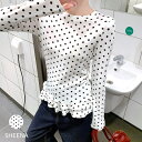 SHEENA 裾フリルドットプリントロンT/長袖Tシャツ トップス