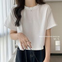 【5/15限定 15%OFFクーポン】IRADOWL トップス カットソー 楊柳 Tシャツ ロングテイル ラウンドネック ルーズ 半袖 韓国ファッション 春 夏...