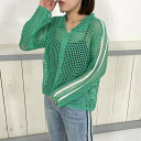 non-hedge 袖ライン襟付きメッシュカーディガン トップス