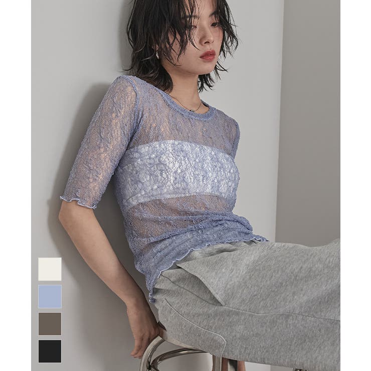 titivate ストレッチレースコンパクトTシャツ【miette ミエット】 トップスのサムネイル