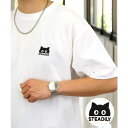 GROOVY STORE 【オーバーサイズ】ストレッチ Tシャツ半袖 刺繍 Tシャツ #ロゴ #ワイド #ネコ #オバケ トップス