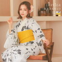 Retica モノトーン牡丹柄浴衣3点セット 平帯 下駄 レトロ浴衣 レディース浴衣 ホワイト×ブラック Retica レティカ 浴衣・着物