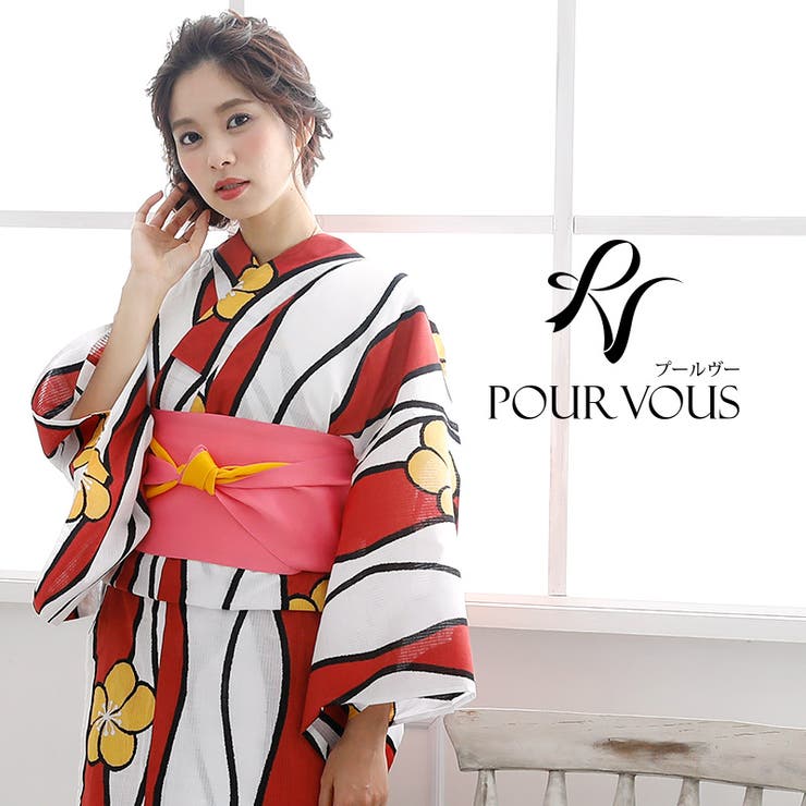 【10%OFFクーポン!11/27(木)1:59まで】PourVous 4点セット 浴衣セット レトロ セット 浴衣 花火大会 女の子 ゆかた 下駄 大人 レデ...