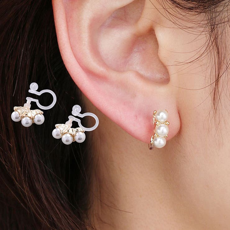 sankyo shokai 3粒 パール ゴールド ベース イヤリング ニッケルフリー 低アレルギー 素材 金属アレルギー 【返品交換不可】 浴衣 に 合う 母...