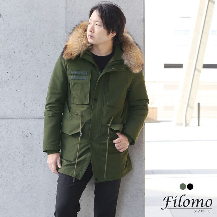 【10%OFFクーポン!11/27(木)1:59まで】sankyo shokai モッズコート メンズ ダウンライナー 冬 黒 ロング ファー フード 付き 防...