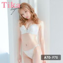 【8/11まで5%OFFクーポン】Tika シフォンリボン×レースブラ&ショーツセット 勝負下着 ガーリーランジェリー フルバックショーツ フラワーレース A7...