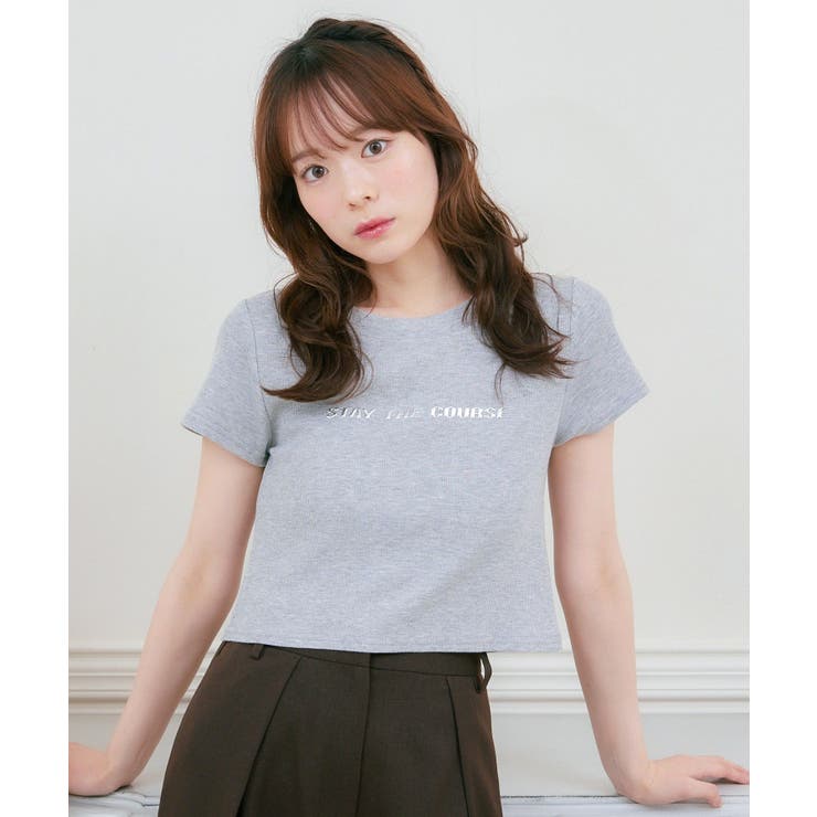 RETRO GIRL 3DロゴプリントテレコCT トップス