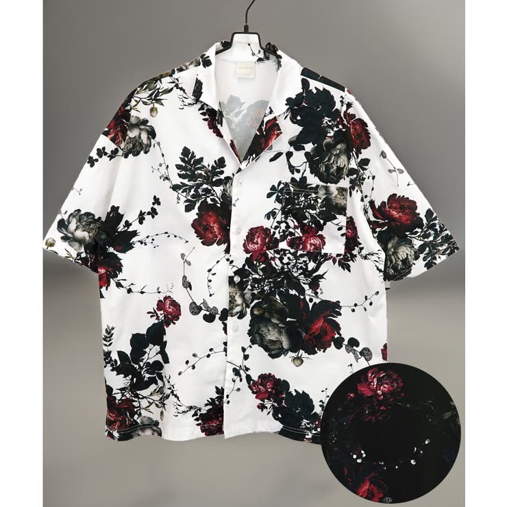 GROOVY STORE 【ワイド】開襟 アロハシャツ オープンカラー 半袖シャツ メンズ 服 夏服 総柄プリント グラフィック トップス