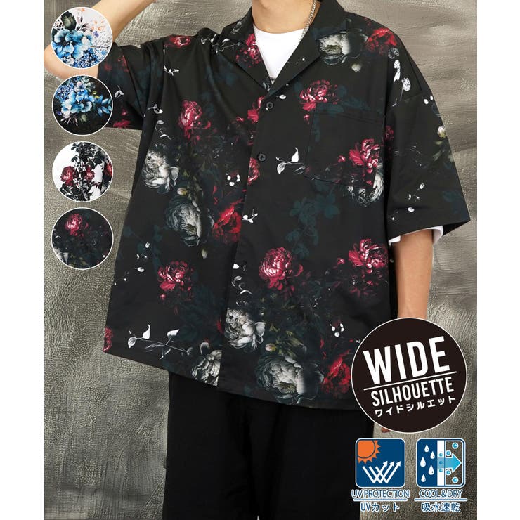 GROOVY STORE 【オーバーサイズ】総柄 開襟 アロハ シャツ #オーバーサイズ シャツ トップス