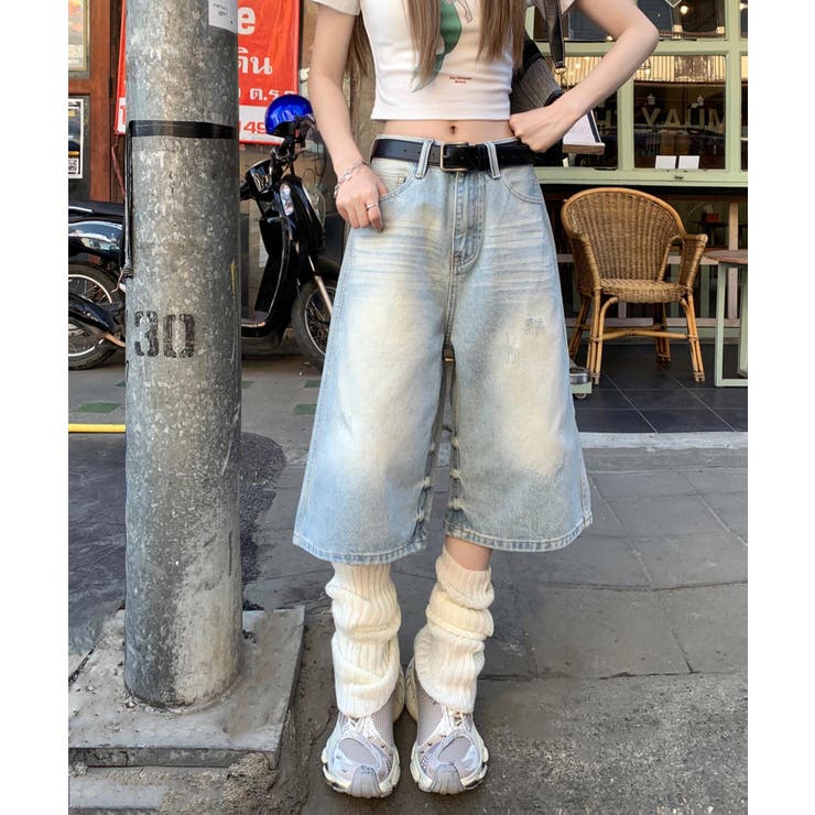 Cotton Pants - 【10％OFFクーポン！5/16(土)1:59まで】HOOK カジュアルデニムハーフパンツ パンツ・ズボン