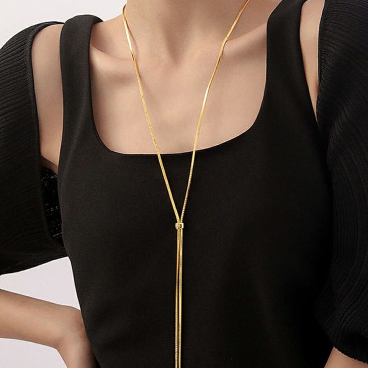 【10％OFFクーポン！12/11(木)1:59まで】SLENDER スライダースネークチェーンロングネックレス シルバ..