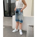 【8/11まで5%OFFクーポン】aimoha kids 【aimoha-KIDS-】七分丈 タイダイ風デニムパンツ パンツ・ズボン