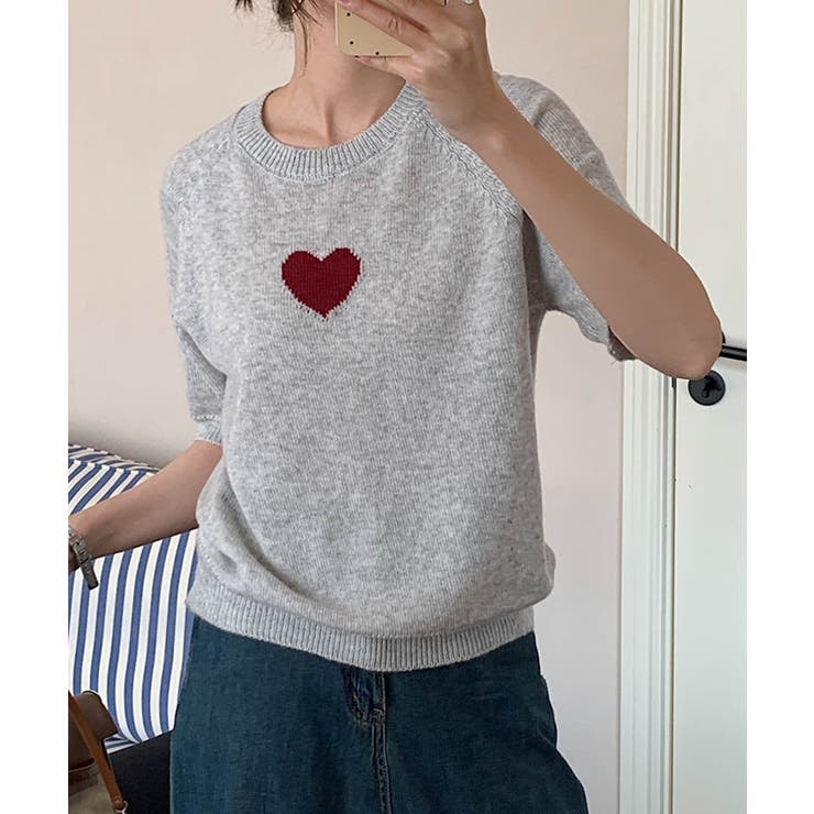 aimoha 【aimoha】ハートモチーフニットトップス トップス