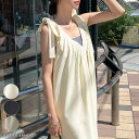 futier land リラックス×フェミニンを叶える。Vネック肩リボンワンピース ワンピース・ドレス