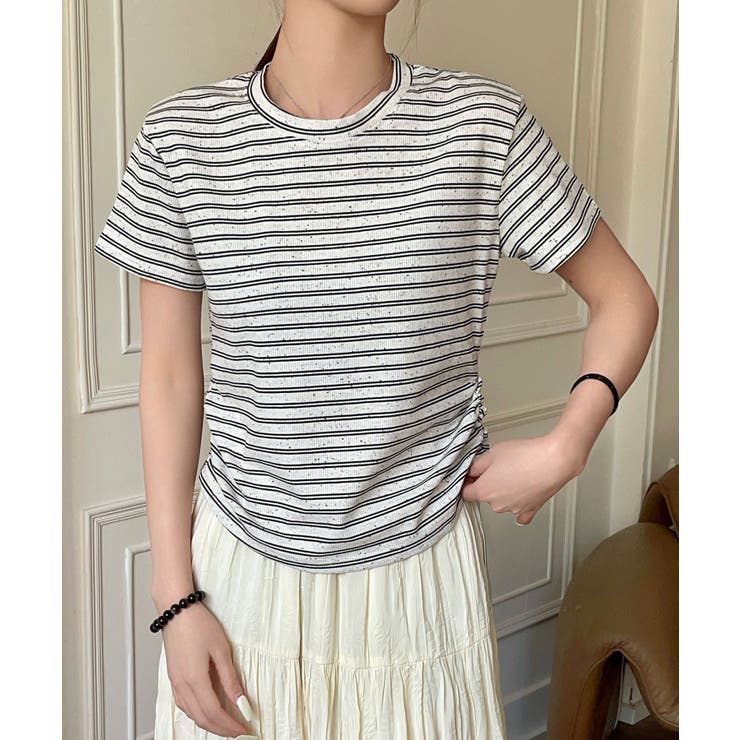 aimoha ボーダー柄 半袖Tシャツ トップス