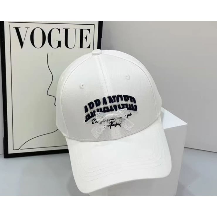 LETee 刺繍＆レースリボン付CAP 帽子