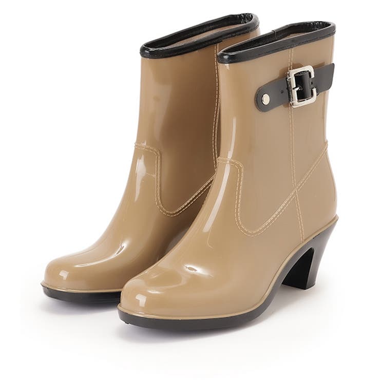 【10％OFFクーポン！12/11(木)1:59まで】レースレディース 配色 パテント風 ヒール ショート レイン ブ..