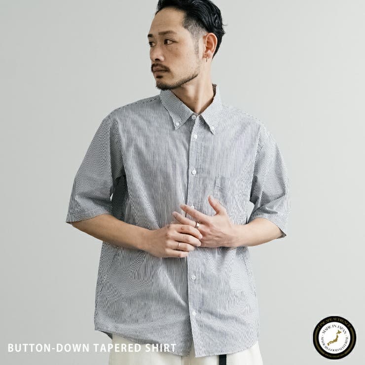 Rocky Monroe カジュアルシャツ ボタンダウン 半袖 メンズ レディース 無地 ストライプ オーバーサイズ ルーズ ゆったり テーパード きれいめ カ...