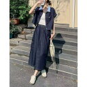 【マラソン期間中 5%OFFクーポン】Ulysses 袖なしデニムシャツスカート2点セットアップ スーツ