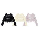 HOOK 【HOOK】for girls 透かし編みフリンジサマーニット トップス