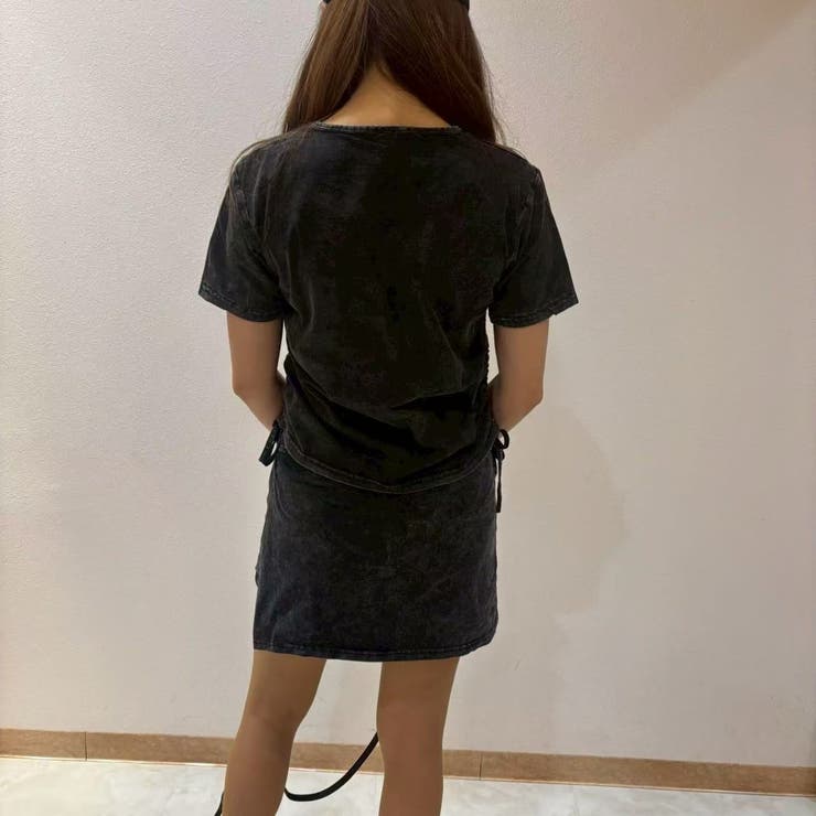 LETee WHITEロゴプリントワンウォッシュトップス＆ラップスカート風ショートパンツ　セットアップ スーツ shoplistselect-10307314 SHOPLIST サンプル画像3