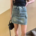 【5%OFFクーポン 9/11 1:59まで】LETee デニムミニスカート 裏地インナーショートパンツ付 スカート