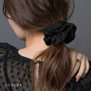 【マラソン期間中 5%OFFクーポン】CREAM-DOT シュシュ レース 花柄 透かし ヘアゴム ヘアアクセ ヘアアレンジ 簡単 まとめ髪 大人 ナチュラル ブラック ヘアアクセサリー