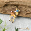 lunolumo ブローチ レディース バンビ 小鹿 シカ 鹿 しか 花 フラワー 春 可愛い プレゼント BR アクセサリー
