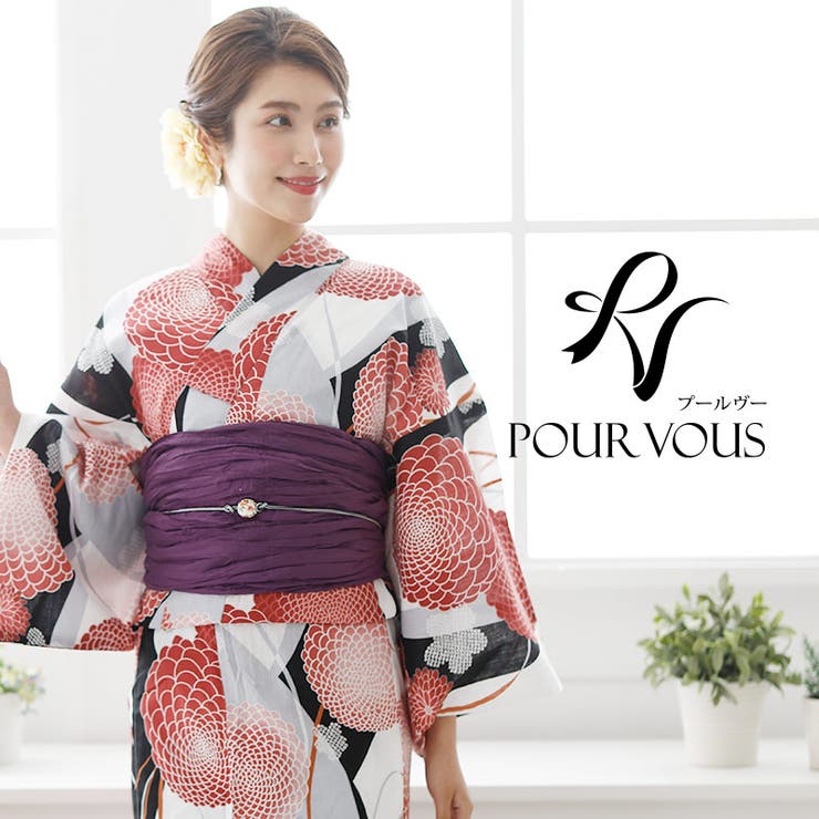 【10%OFFクーポン!11/27(木)1:59まで】PourVous 花火大会 ゆかた 女の子 レディース 夏祭り 女性 大人 レトロモダン浴衣 セット 浴衣...