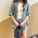 LETee デニムサマージャケット&ショートパンツ セットアップ スーツ