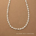 【マラソン期間中 5%OFFクーポン】CREAM-DOT ネックレス SV925コーティング レディース ショート チェーン つぶつぶ フラワー 小粒 メタルボール 大人 上品 シルバー アクセサリー
