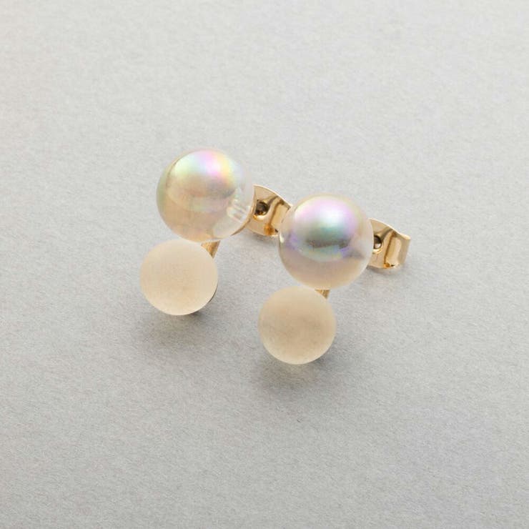 【10％OFFクーポン！11/27(木)1:59まで】CREAM-DOT ピアス チタンポスト 低アレルギー レディース オーロラ マット スフィア キレイ色 フロスト加工 クリアカラー ボール スタッドピアス 大人 上品 ゴールド シルバー アクセサリ