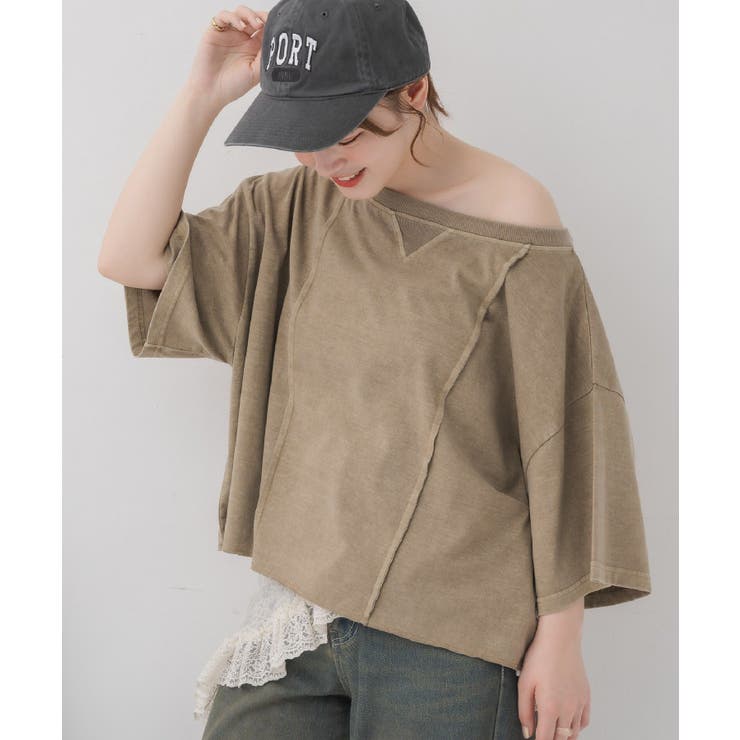RETRO GIRL リメイク切替ワンショルTEE トップス
