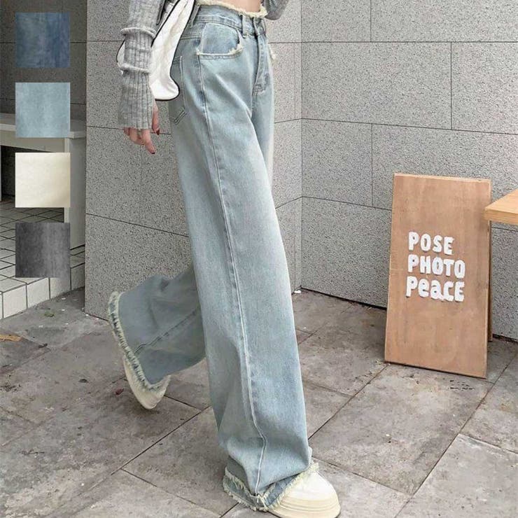 【4時間限定！30％OFFクーポン！】maison de LATIR 秋旬デニムスタイルを楽しめるワイドデニムパンツ ハイウエスト ボトムス フルレングス スタイルアップ 美スタイル トレンド 旬 今っぽい 大人こなれ感 トレンド おしゃ