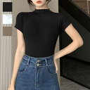 maison de LATIR 【2枚セット】フィットして動きやすく快適な半袖トップス ボトルネック Tシャツ プルオーバー レイヤード ジャケット インナー ...