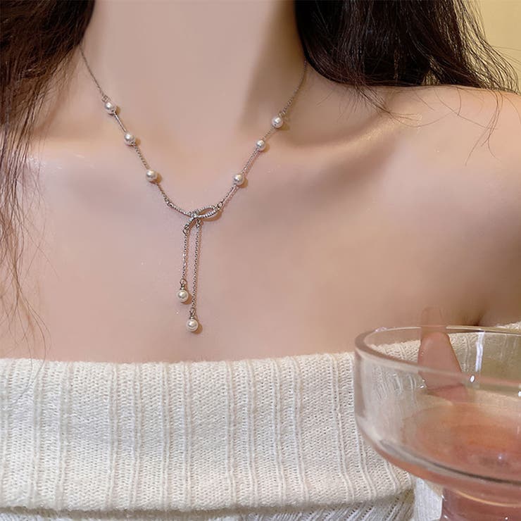 maison de LATIR 繊細で上品な輝きのチェーンパールネックレス アクセサリー パール チェーン 輝き 上品 セレモニー フォーマル 華やか 結婚式 パーティー ドレス カジュアル おしゃれ デイリー フェミニン 韓国ファッション お呼ばれ お