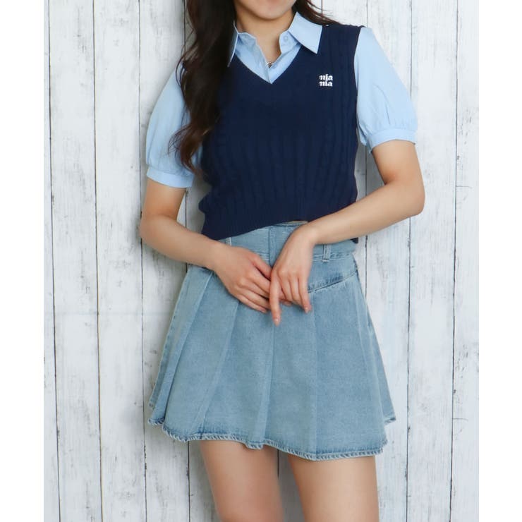 GORGE レイヤード風シャツベストトップス トップス