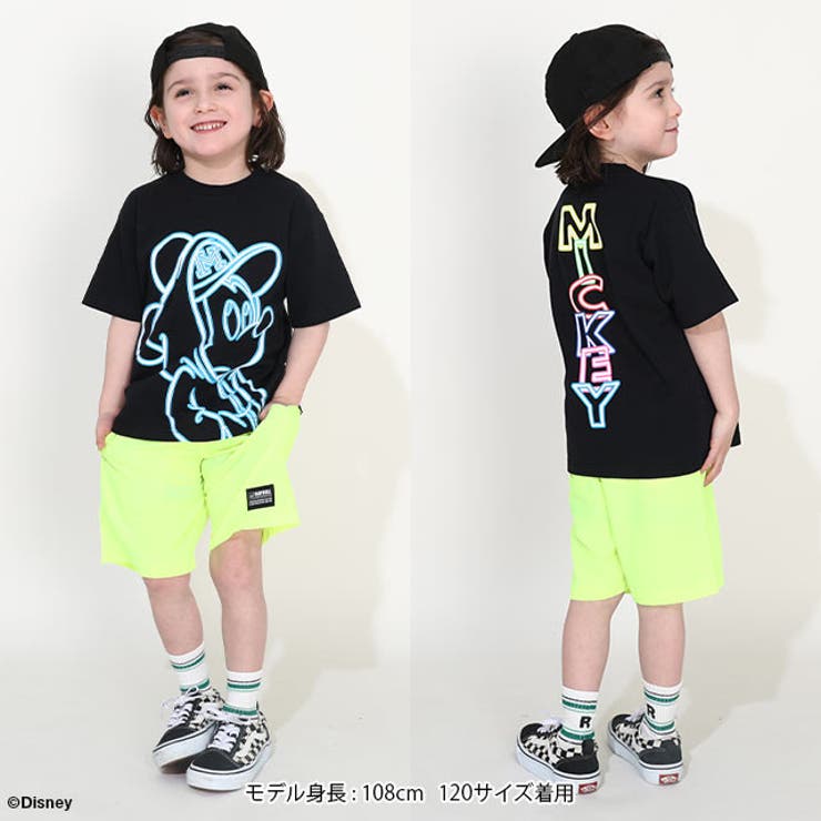 BABYDOLL 親子お揃い ディズニー ネオンキャラクターTシャツ 0322K トップス