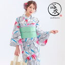 my minette 白地×菊×紅葉柄浴衣2点セット 作り帯 レディース浴衣 ガーリー浴衣 ギャル浴衣 浴衣セット ホワイト ちぴたん myMinette マイミネット 浴衣・着物