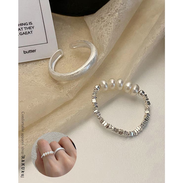 RAKUku マルチデザインリング2点セット アクセサリー