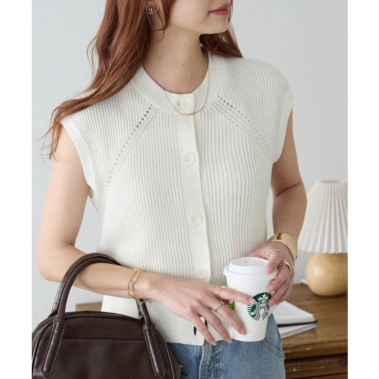 PAL GROUP OUTLET 【Discoat】ライトコットン前開きフレンチ トップスのサムネイル