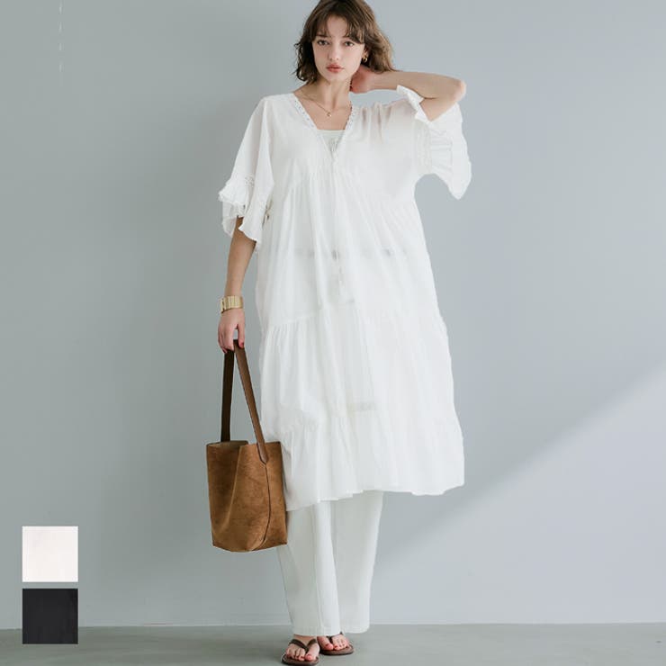 coca Vネックレースワンピース レディース ワンピース・ドレス