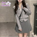 【20%OFFクーポン 9/5 23:59まで】And Kawaii カーディガン ニットトップス 長袖 無地 クルーネック ツイード風 シンプル カジュアル トップス