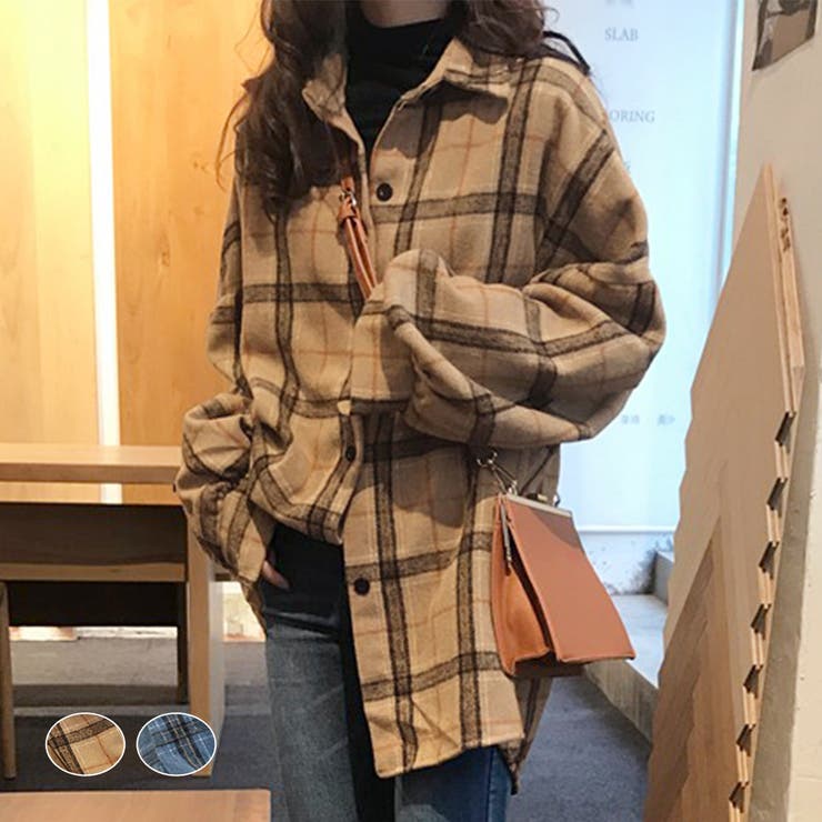 teddyshop シャツ チェック 韓国ファッション レトロ 量産型 長袖 オーバーサイズ ビッグシルエット ボリューム袖 ドロップショルダー 全2色 プチプラ 秋冬 秋服 アウター トップス ロング カジュアル ゆったり 羽織 お出かけ フロントボタ shoplistselect-10053838 SHOPLIST パッケージ画像
