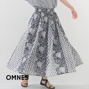 【マラソン期間中 5%OFFクーポン】OMNES 【OMNES】コットンボイル総柄切り替えギャザースカート スカート