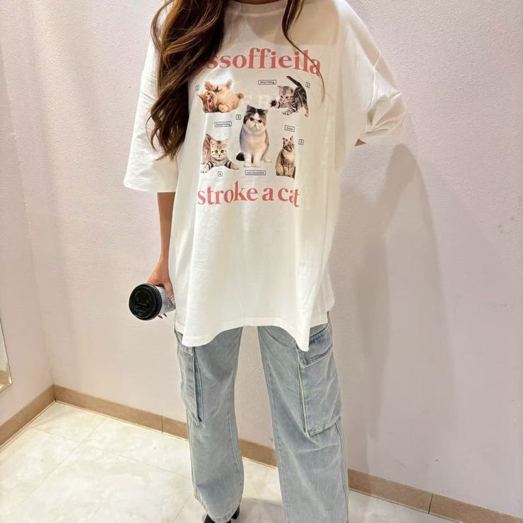 Print - LETee CATプリントTシャツ トップス