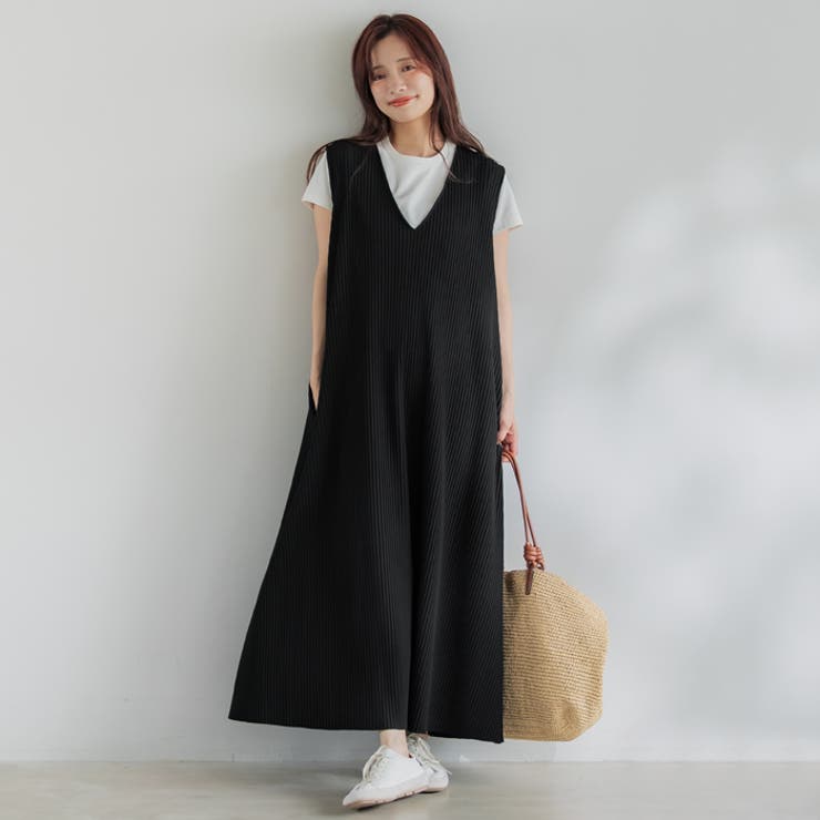 【7/10限定 20％OFF】coca ジョーゼットプリーツVネックワンピース レディース ワンピース・ドレスのサムネイル