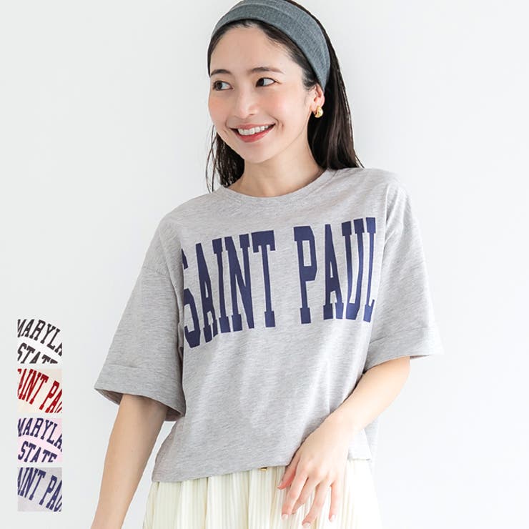 【8/30限定！10％OFFクーポン！】coca クロップド丈ロールアッププリントTシャツ レディース トップスのサムネイル